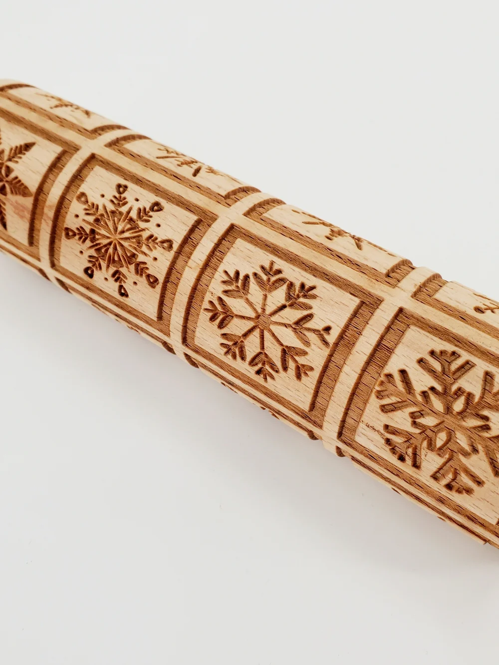 Snowflake Wooden Rolling Pin Embossing Christmas 14